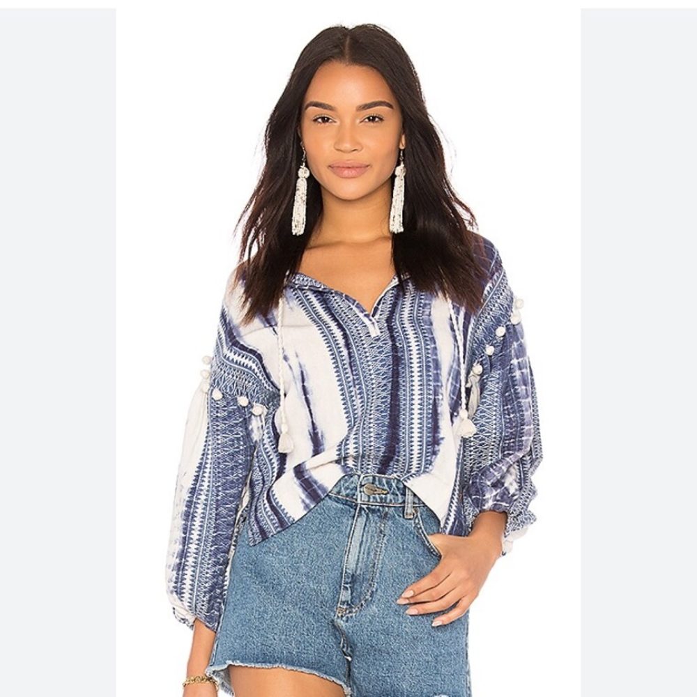 Saylor Dorothea Blue and White Top